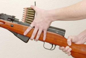 Loading the SKS - Note the right-handed operation. This is reversed when shooting left-handed.