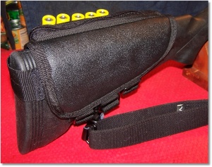 Mounted on Mossberg 500 20-gauge - Right Side. Note LimbSaver Recoil Pad.