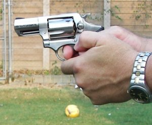 Example of a Good Grip for the Revolver - All Fingers Away from the Cylinder Gap