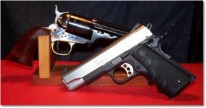 A Uberti 1871 Open Top Colt Navy Conversion and a Ruger 1911CMD-A - Guess Which One Is For Fun