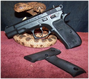 CZ75B Ω (Omega)  With New Rubber Grip Panels - Note Thumb Rest on Left-Side Panel