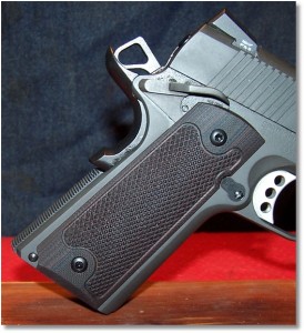 Springfield 1911 Loaded w/ LOK Grips Checkered Classic 1911 Grips Standard Full Size Commander grip panels - Right-Side
