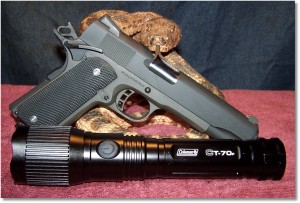 The Rock Island Armory 1911 FS Tactical and Coleman CT70 Flashlight - Part of the Home Defense Varsity Team