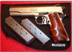 SR1911 Shown with Hogue Exotic Wrap-around Wood Grips. Clean Lines All