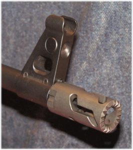 Midwest Industries MI-AKFH1 Mounted on Century Arms RAS47 - Note Locking Pin on Front Sight